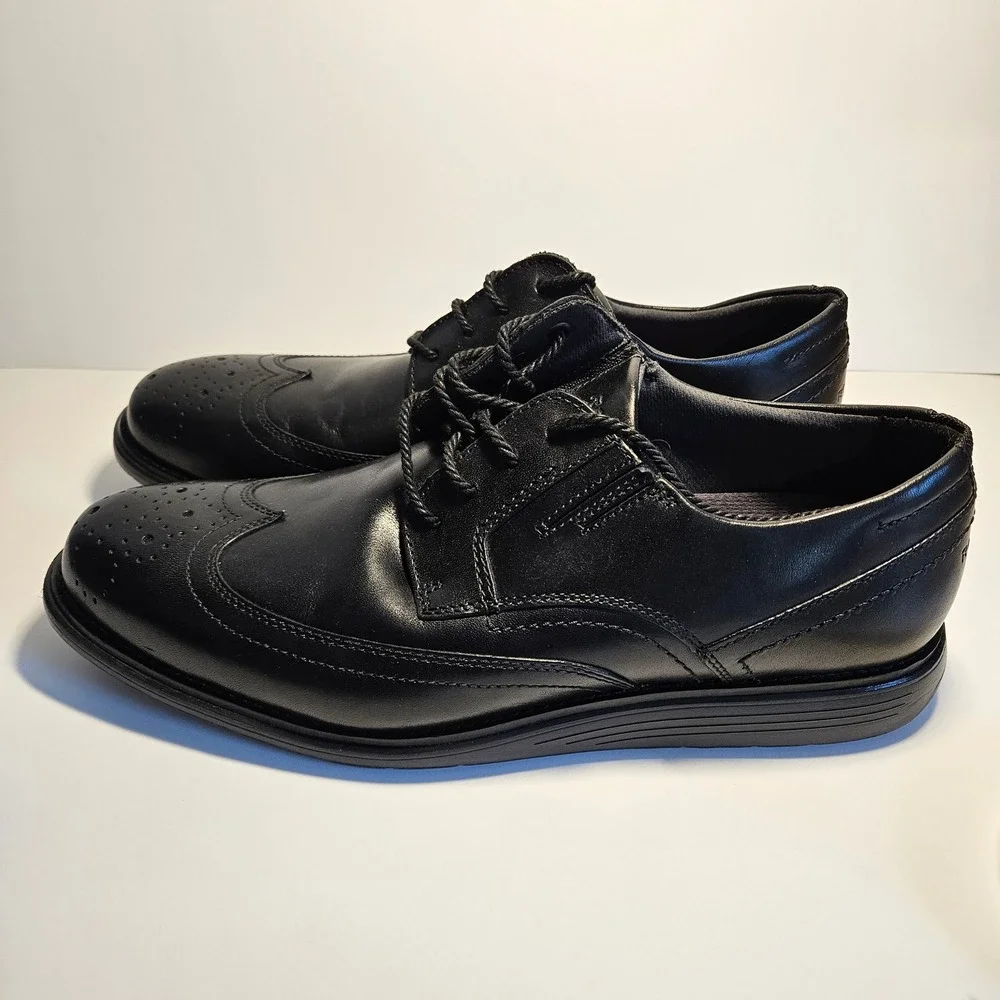 Rockport Total Motion Wingtip Oxford‎ Mens Black Leather Dress Shoes 10.5 M